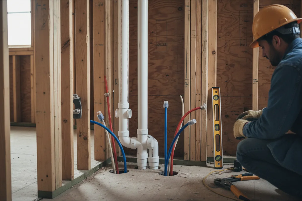 Drain and supply rough-in during Leak Detection in Vancouver