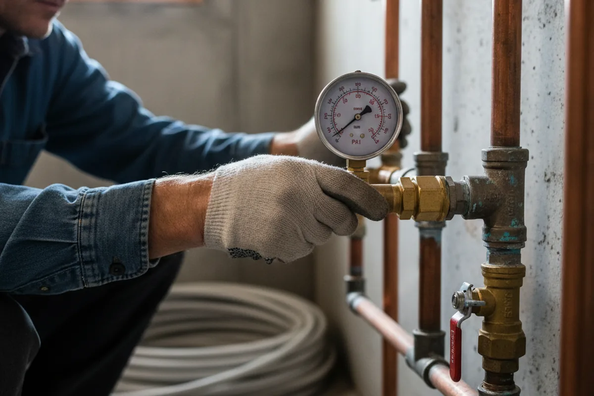 Pressure testing a repaired line during Water Line Repair in Vancouver